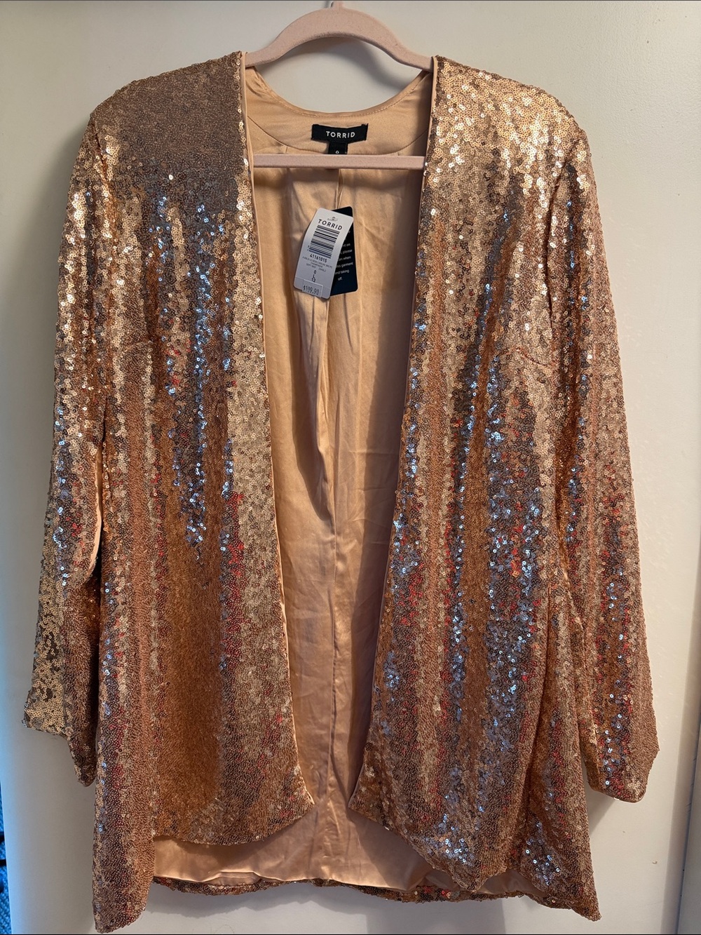 TORRID Rose Gold Sequin Open-Front Cardigan